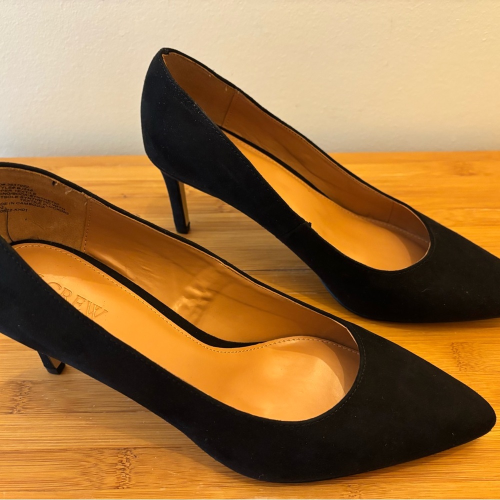 J. Crew Black Suede Kitten Heel Pumps